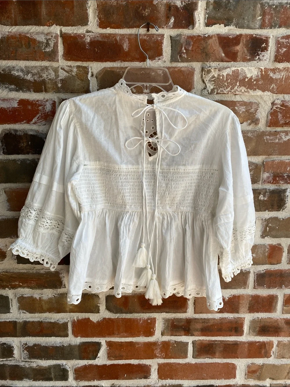 Anthropologie Forever That Girl White Eyelet Babydoll Top Let Me Be Size XS